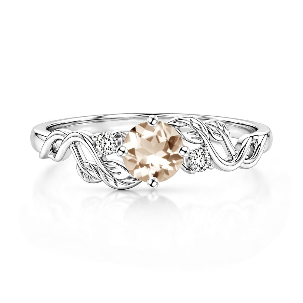 Round Shaped Alexandrite Twisted Leaf Ring - LUO Jewelry #gemstone_Morganite