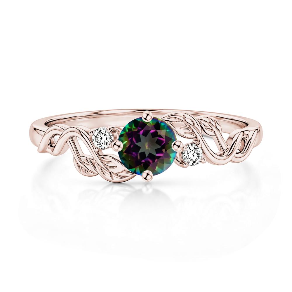 Round Shaped Alexandrite Twisted Leaf Ring - LUO Jewelry #gemstone_Mystic Topaz