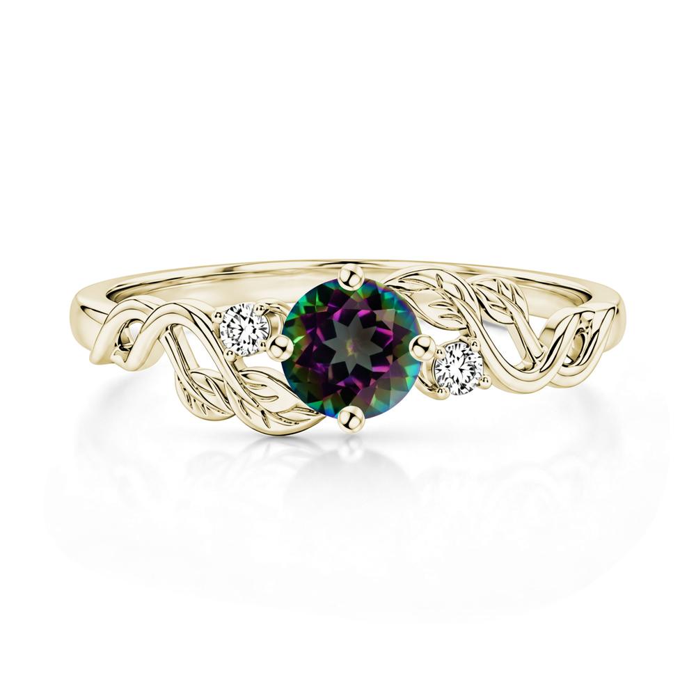Round Shaped Alexandrite Twisted Leaf Ring - LUO Jewelry #gemstone_Mystic Topaz