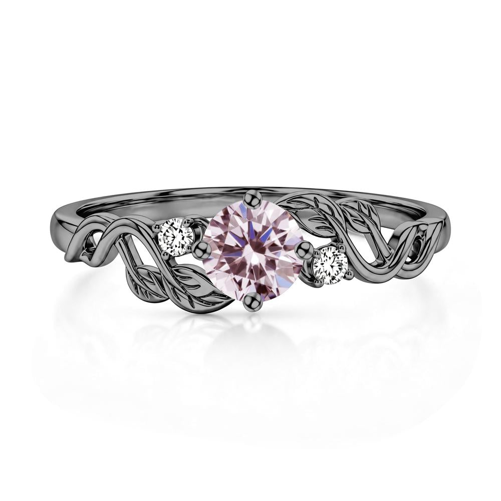 Round Shaped Alexandrite Twisted Leaf Ring - LUO Jewelry #gemstone_Pink Cubic Zirconia