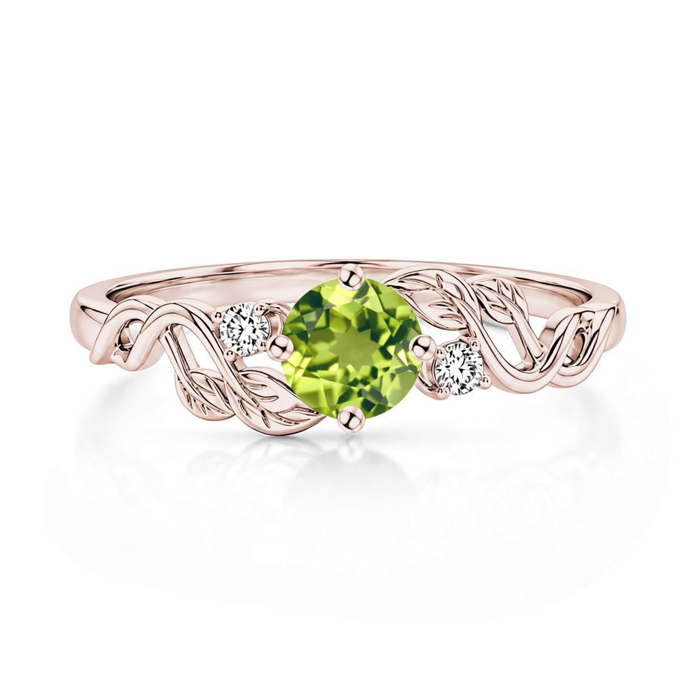Round Shaped Alexandrite Twisted Leaf Ring - LUO Jewelry #gemstone_Peridot