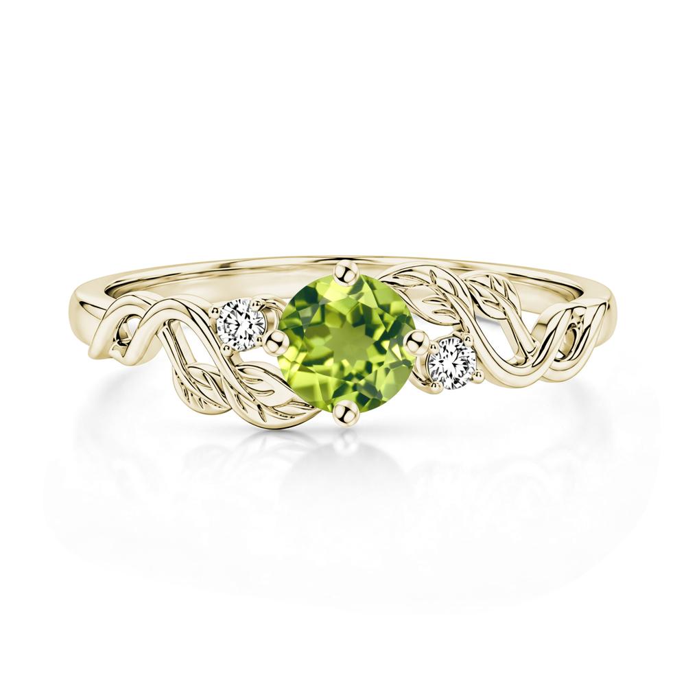 Round Shaped Alexandrite Twisted Leaf Ring - LUO Jewelry #gemstone_Peridot