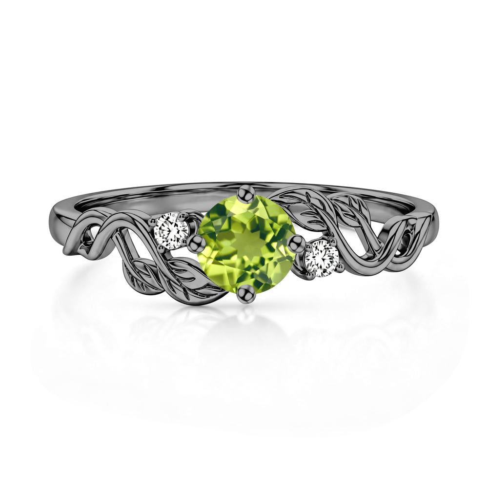 Round Shaped Alexandrite Twisted Leaf Ring - LUO Jewelry #gemstone_Peridot