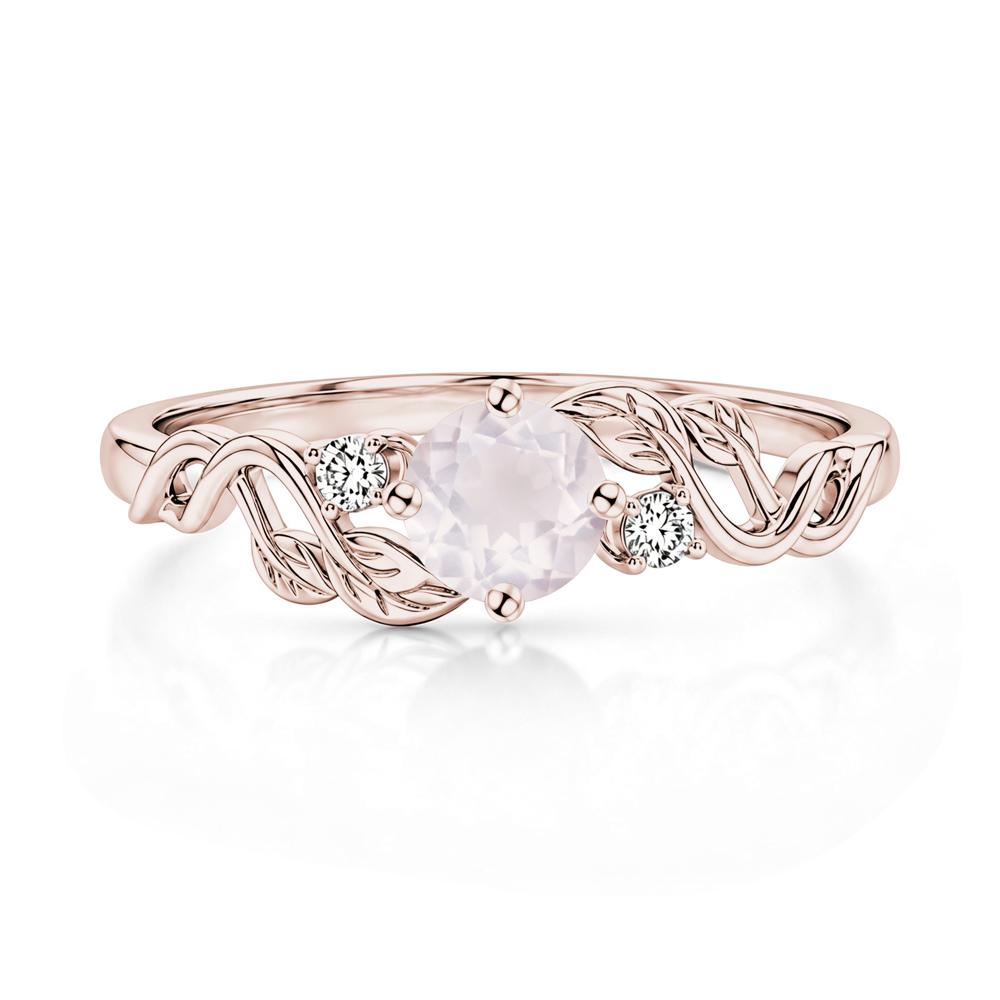 Round Shaped Alexandrite Twisted Leaf Ring - LUO Jewelry #gemstone_Rose Quartz