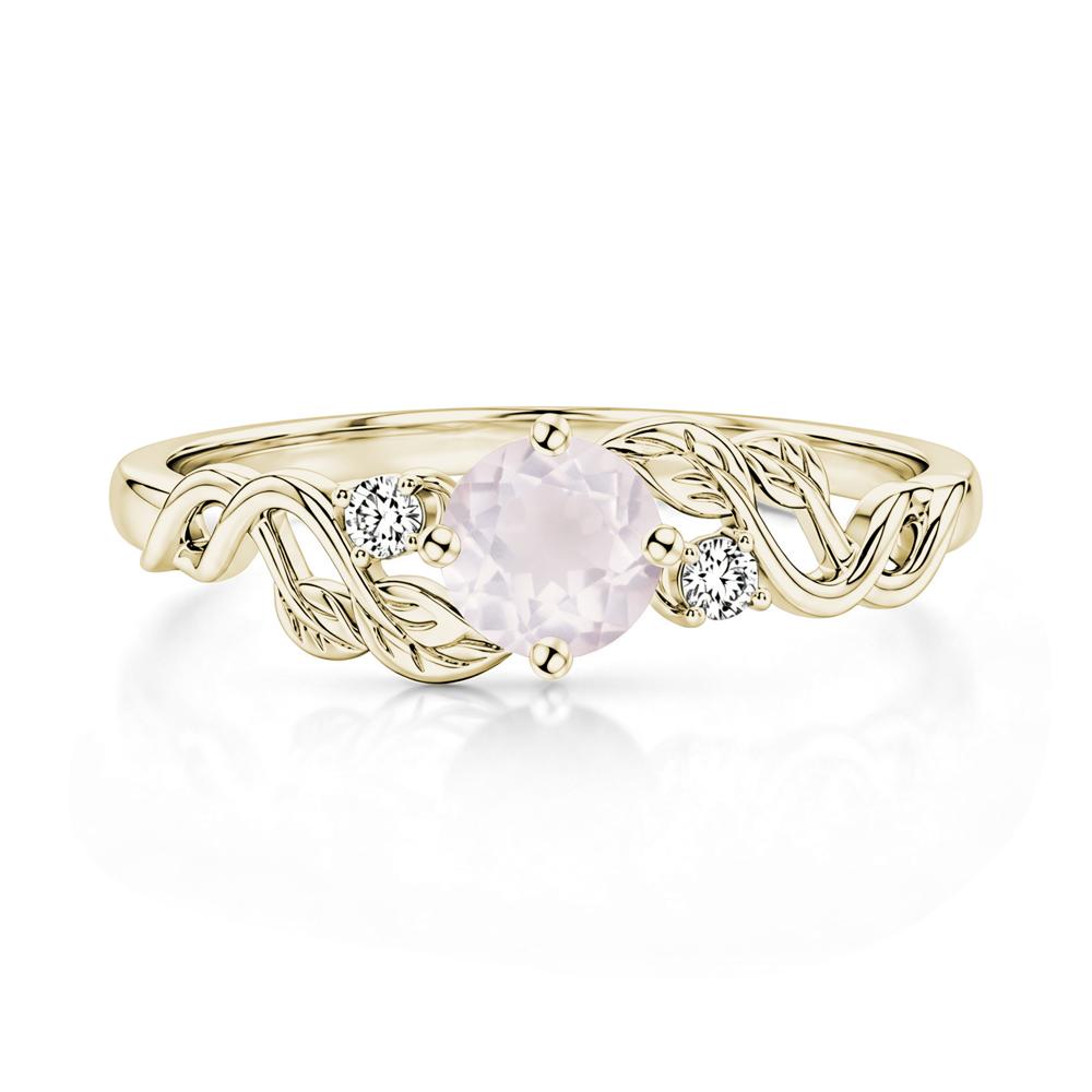 Round Shaped Alexandrite Twisted Leaf Ring - LUO Jewelry #gemstone_Rose Quartz