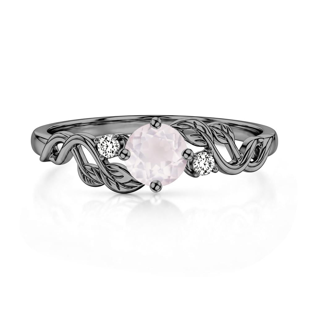 Round Shaped Alexandrite Twisted Leaf Ring - LUO Jewelry #gemstone_Rose Quartz
