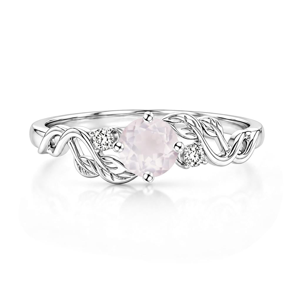 Round Shaped Alexandrite Twisted Leaf Ring - LUO Jewelry #gemstone_Rose Quartz