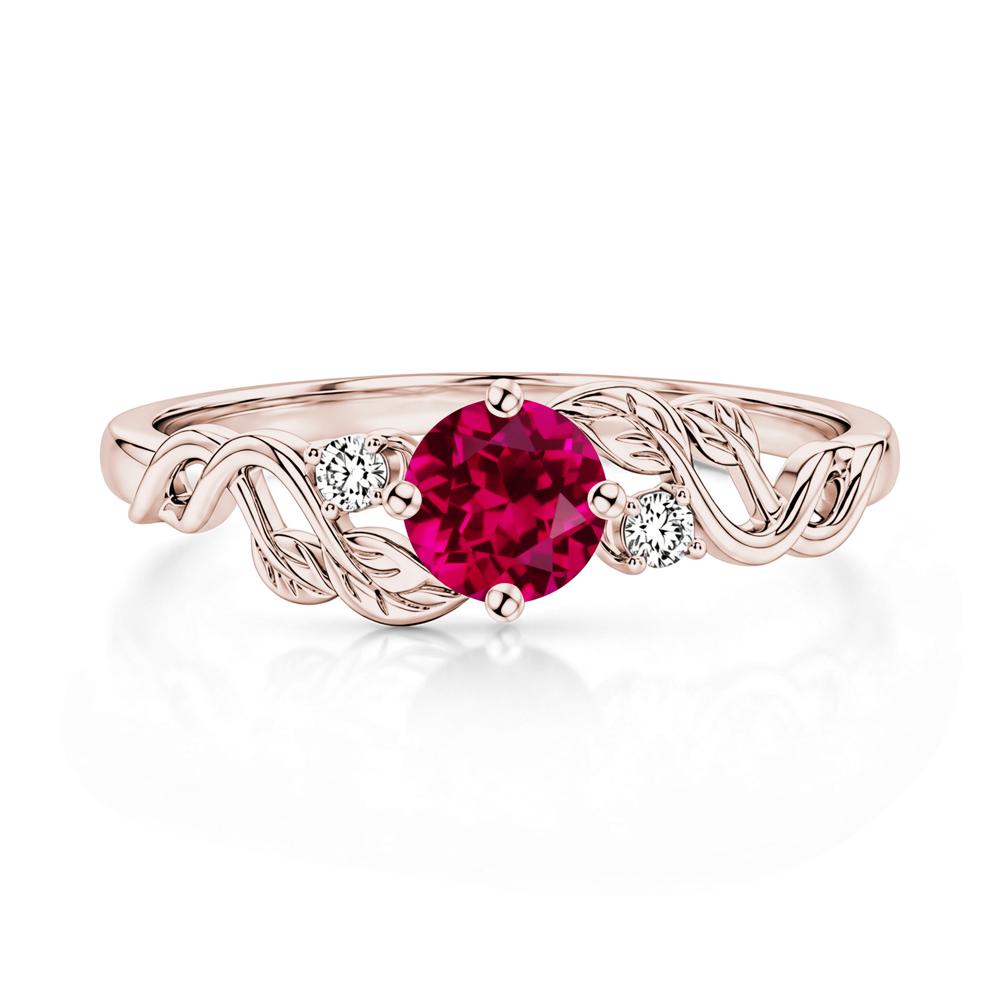 Round Shaped Alexandrite Twisted Leaf Ring - LUO Jewelry #gemstone_Ruby
