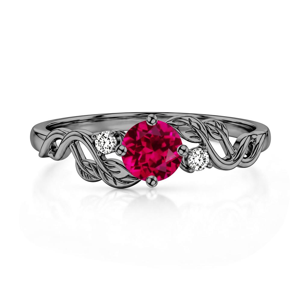 Round Shaped Alexandrite Twisted Leaf Ring - LUO Jewelry #gemstone_Ruby