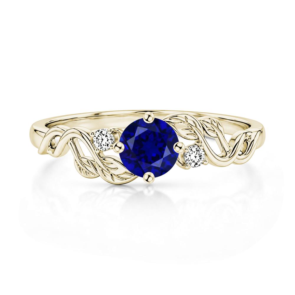 Round Shaped Alexandrite Twisted Leaf Ring - LUO Jewelry #gemstone_Sapphire