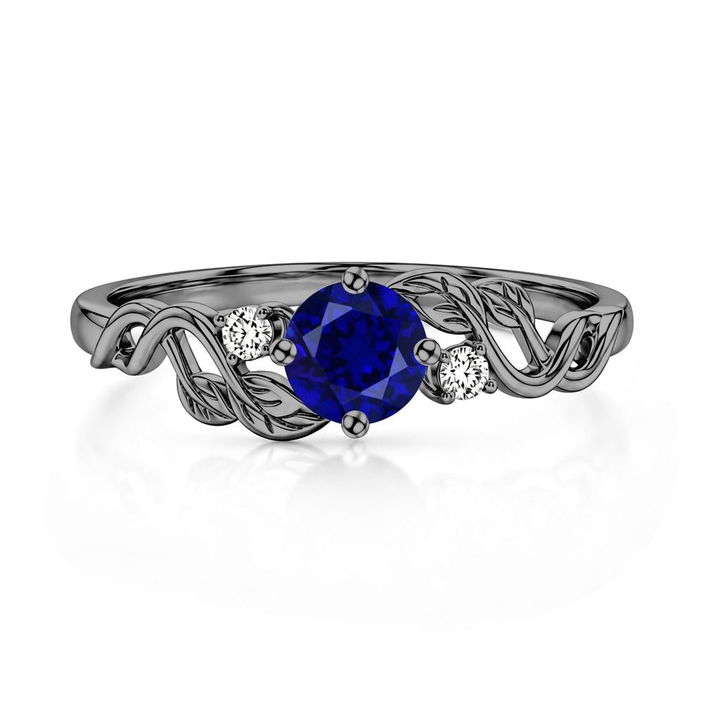 Round Shaped Alexandrite Twisted Leaf Ring - LUO Jewelry #gemstone_Sapphire