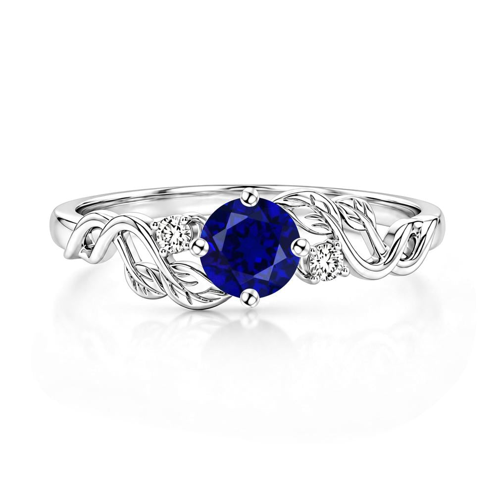 Round Shaped Alexandrite Twisted Leaf Ring - LUO Jewelry #gemstone_Sapphire