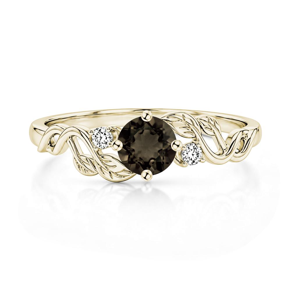 Round Shaped Alexandrite Twisted Leaf Ring - LUO Jewelry #gemstone_Smoky Quartz