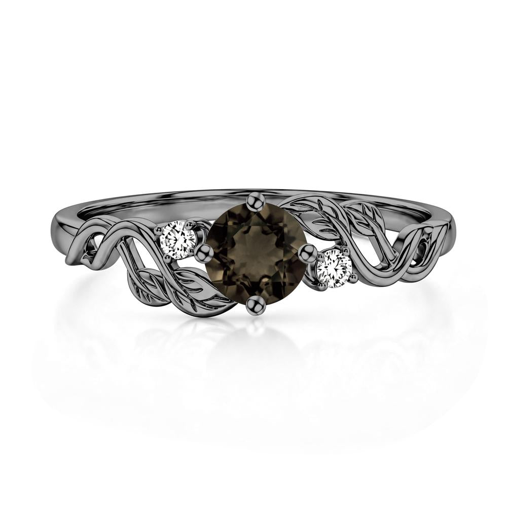 Round Shaped Alexandrite Twisted Leaf Ring - LUO Jewelry #gemstone_Smoky Quartz