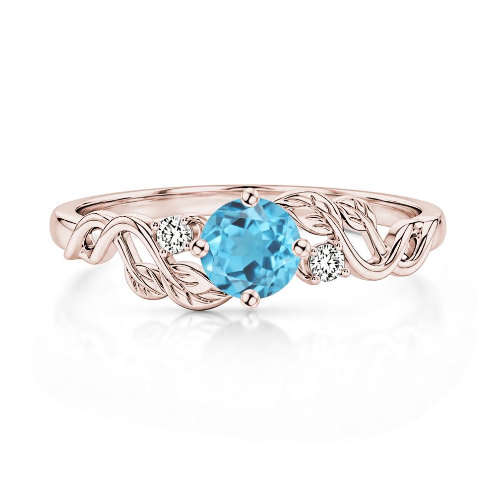 Round Shaped Alexandrite Twisted Leaf Ring - LUO Jewelry #gemstone_Swiss Blue Topaz