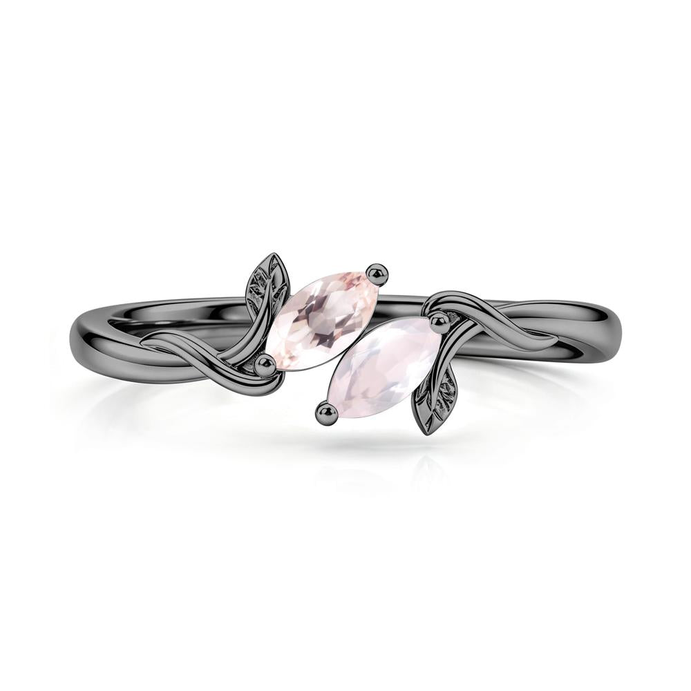 Bypass Leaf Toi Et Moi Rose Quartz and Ruby Ring - LUO Jewelry #gemstone_Morganite and Rose Quartz