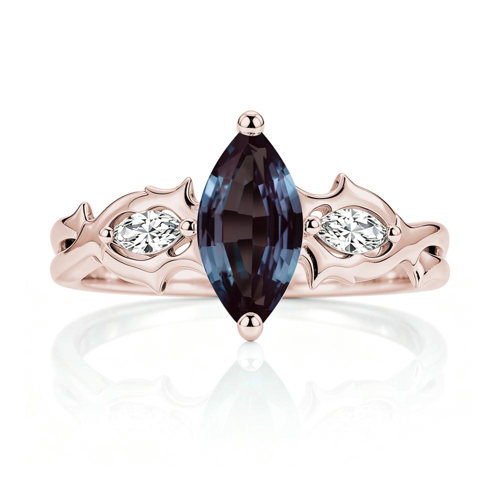 Marquise Cut Emerald Thorn Gothic Ring - LUO Jewelry #gemstone_Alexandrite