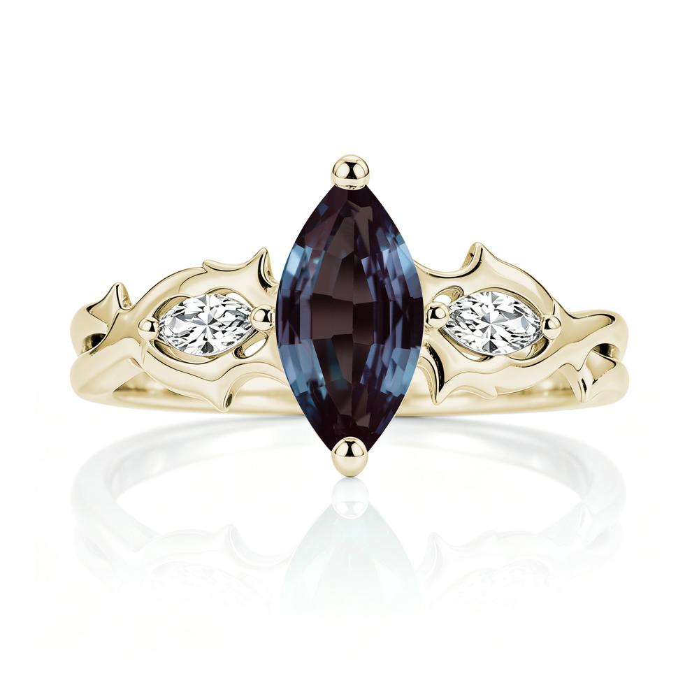 Marquise Cut Emerald Thorn Gothic Ring - LUO Jewelry #gemstone_Alexandrite