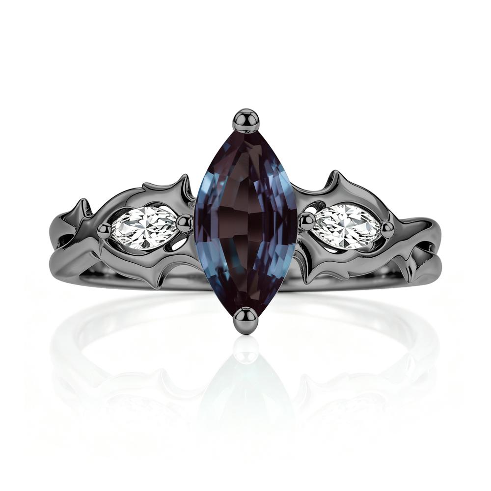 Marquise Cut Emerald Thorn Gothic Ring - LUO Jewelry #gemstone_Alexandrite