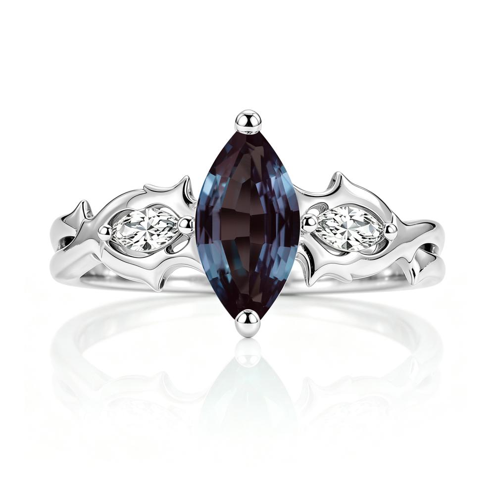 Marquise Cut Emerald Thorn Gothic Ring - LUO Jewelry #gemstone_Alexandrite
