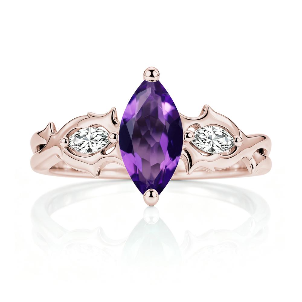 Marquise Cut Emerald Thorn Gothic Ring - LUO Jewelry #gemstone_Amethyst