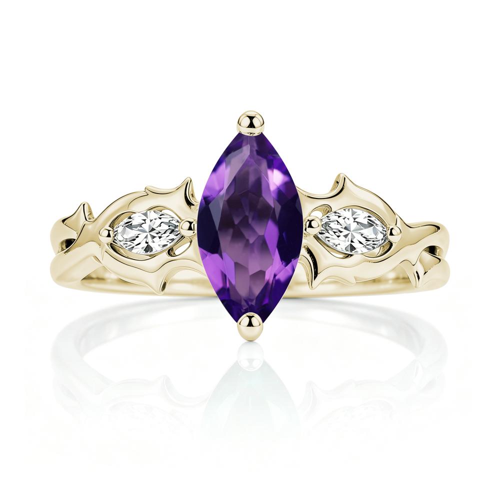 Marquise Cut Emerald Thorn Gothic Ring - LUO Jewelry #gemstone_Amethyst
