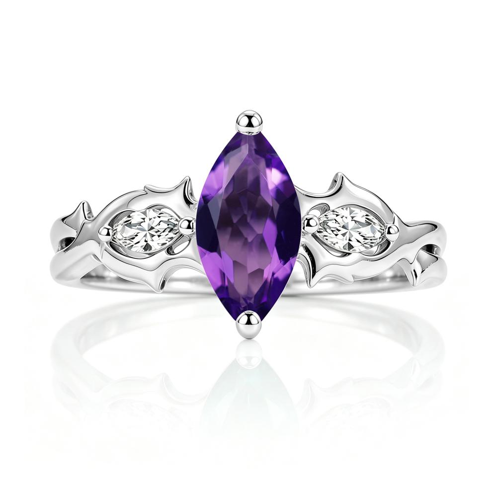 Marquise Cut Emerald Thorn Gothic Ring - LUO Jewelry #gemstone_Amethyst