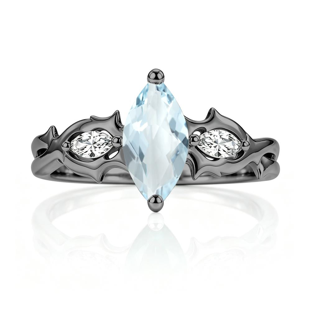 Marquise Cut Emerald Thorn Gothic Ring - LUO Jewelry #gemstone_Aquamarine