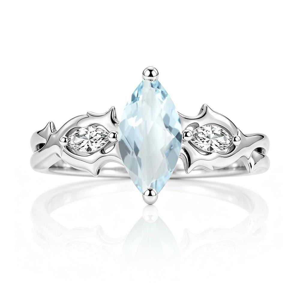 Marquise Cut Emerald Thorn Gothic Ring - LUO Jewelry #gemstone_Aquamarine