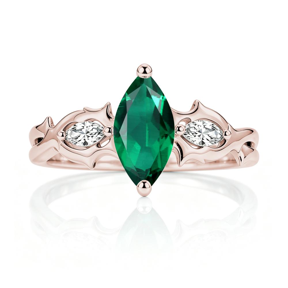 Marquise Cut Emerald Thorn Gothic Ring - LUO Jewelry #gemstone_Emerald
