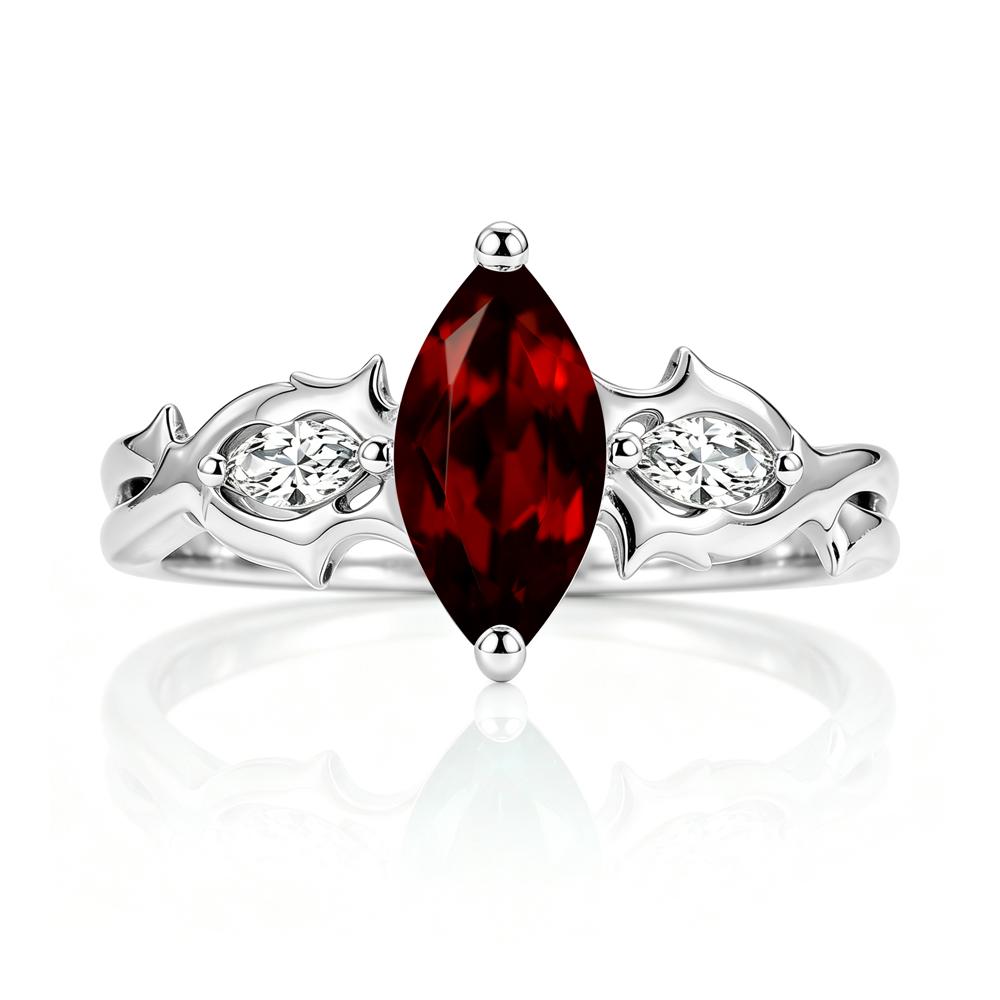 Marquise Cut Emerald Thorn Gothic Ring - LUO Jewelry #gemstone_Garnet
