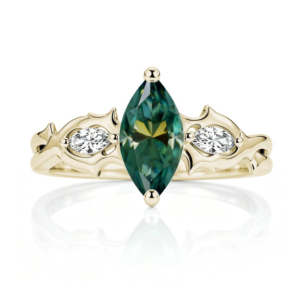 Marquise Cut Emerald Thorn Gothic Ring - LUO Jewelry #gemstone_Green Moissanite
