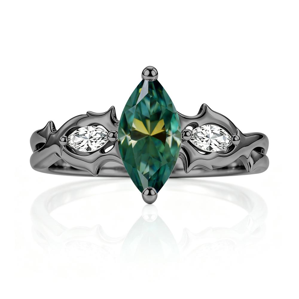 Marquise Cut Emerald Thorn Gothic Ring - LUO Jewelry #gemstone_Green Moissanite