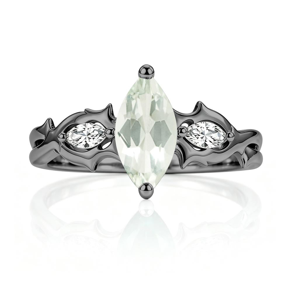 Marquise Cut Emerald Thorn Gothic Ring - LUO Jewelry #gemstone_Green Amethyst