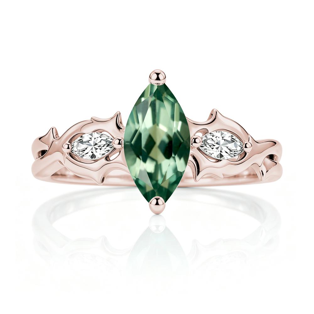 Marquise Cut Emerald Thorn Gothic Ring - LUO Jewelry #gemstone_Green Sapphire