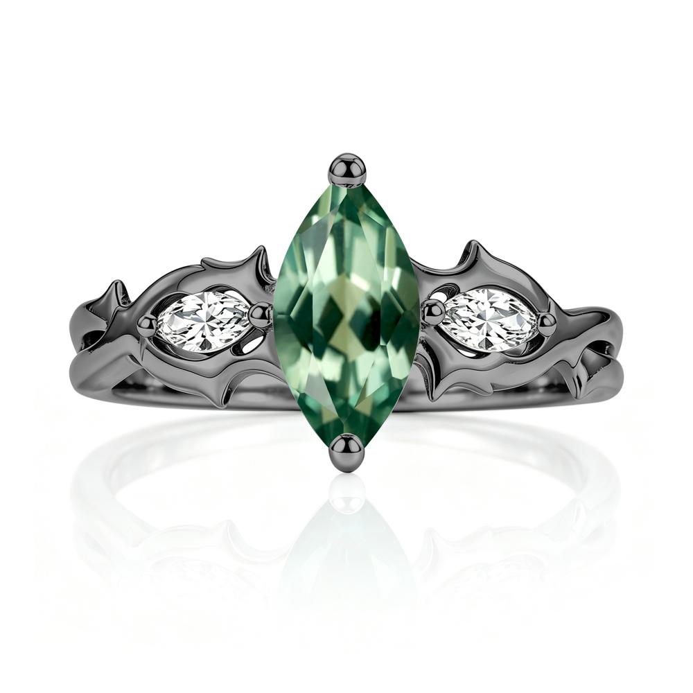 Marquise Cut Emerald Thorn Gothic Ring - LUO Jewelry #gemstone_Green Sapphire
