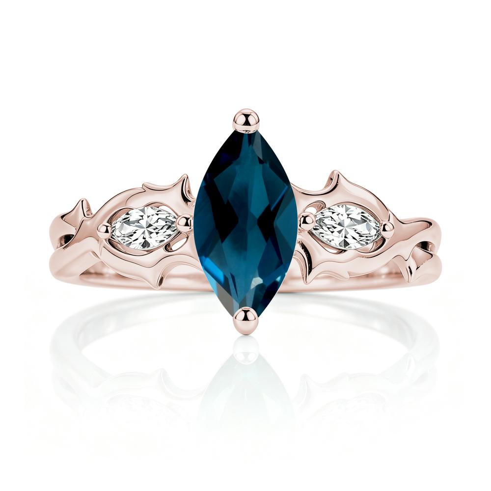 Marquise Cut Emerald Thorn Gothic Ring - LUO Jewelry #gemstone_London Blue Topaz