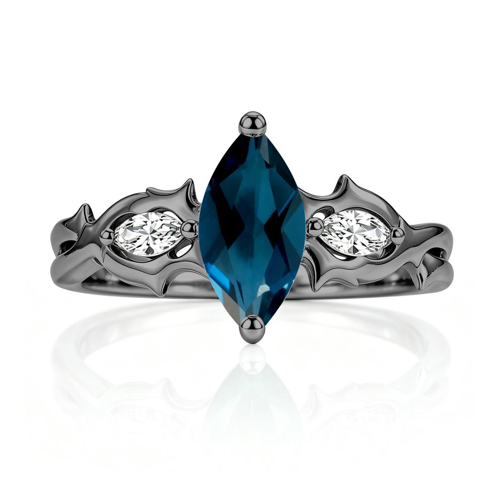 Marquise Cut Emerald Thorn Gothic Ring - LUO Jewelry #gemstone_London Blue Topaz