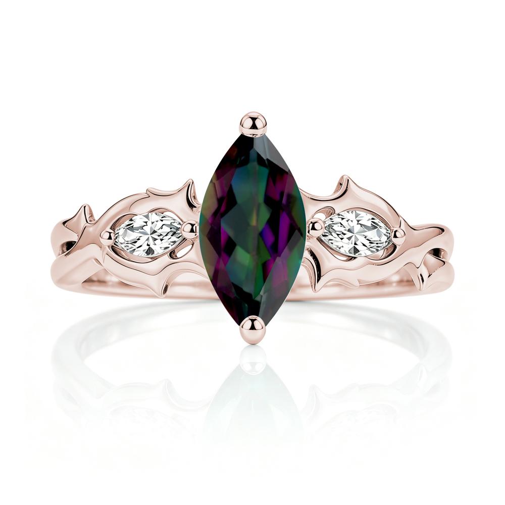 Marquise Cut Emerald Thorn Gothic Ring - LUO Jewelry #gemstone_Mystic Topaz