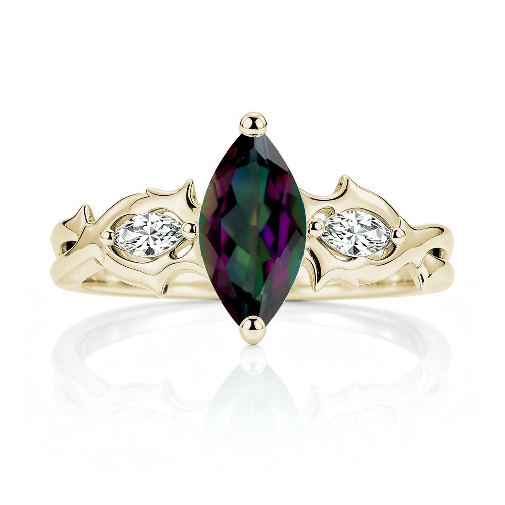 Marquise Cut Emerald Thorn Gothic Ring - LUO Jewelry #gemstone_Mystic Topaz