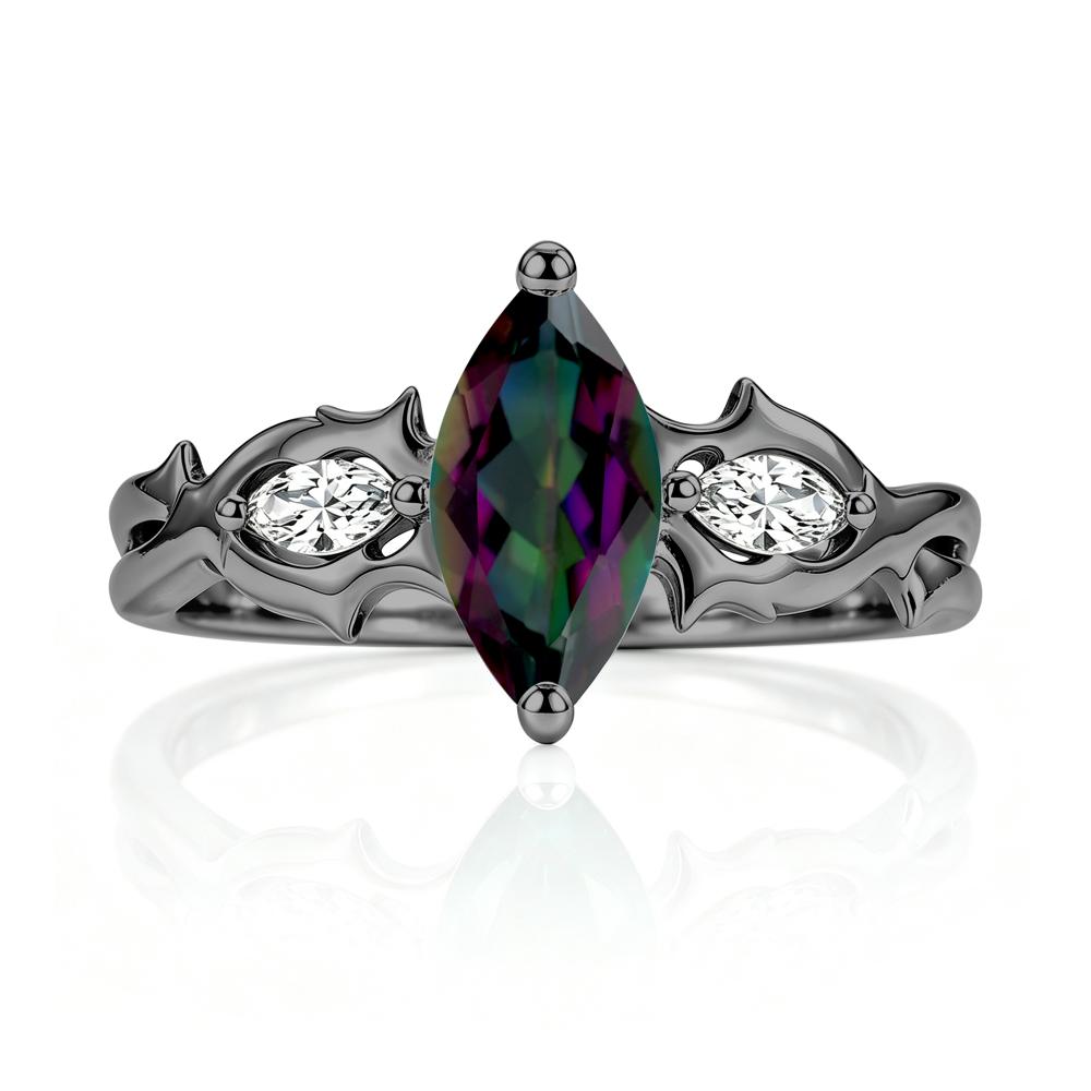Marquise Cut Emerald Thorn Gothic Ring - LUO Jewelry #gemstone_Mystic Topaz