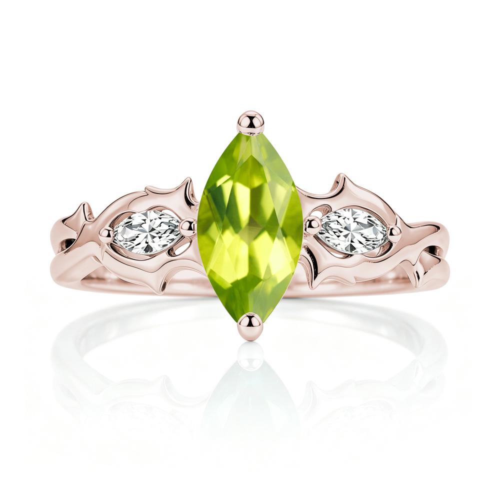 Marquise Cut Emerald Thorn Gothic Ring - LUO Jewelry #gemstone_Peridot