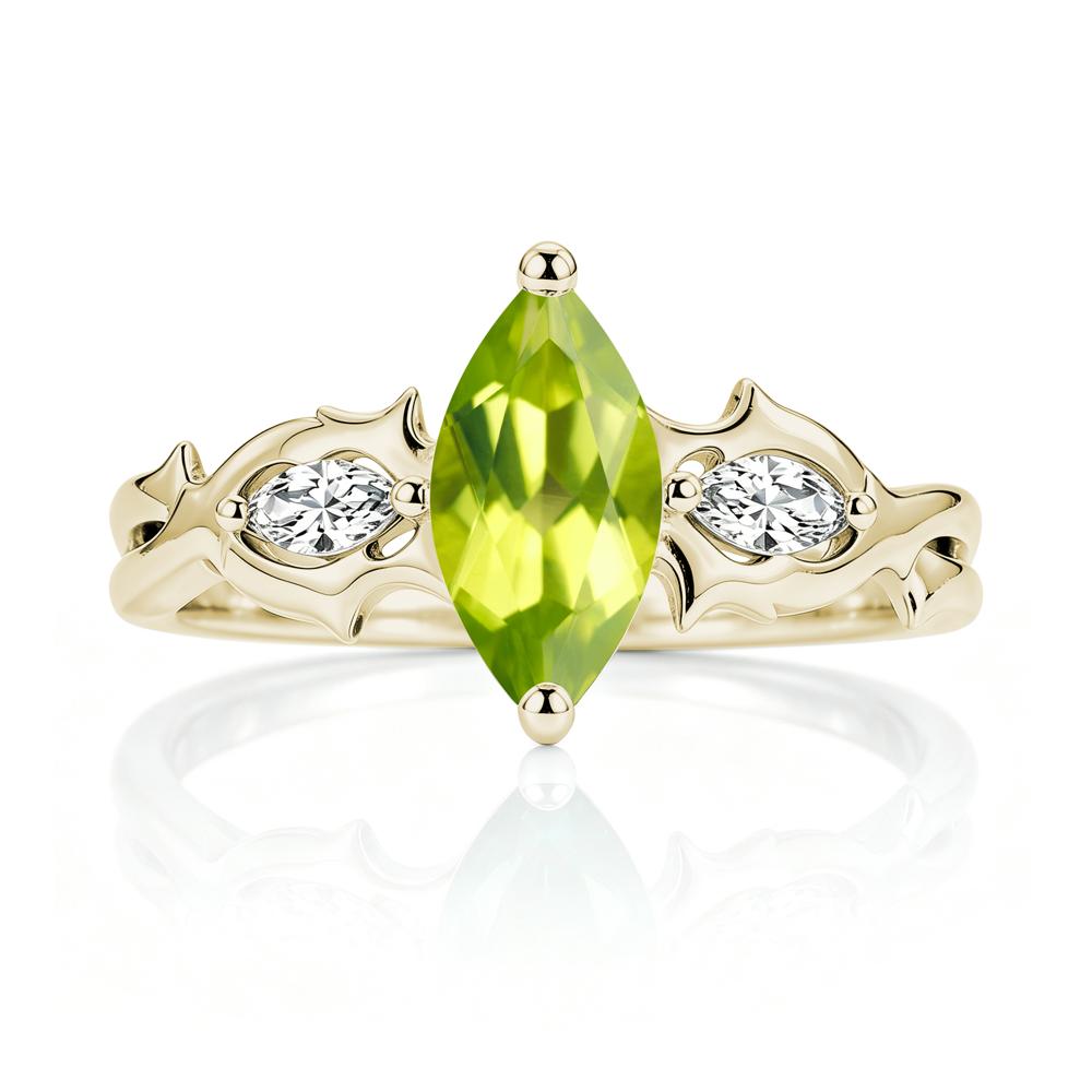 Marquise Cut Emerald Thorn Gothic Ring - LUO Jewelry #gemstone_Peridot