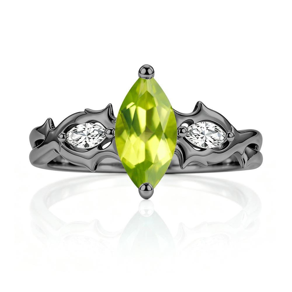 Marquise Cut Emerald Thorn Gothic Ring - LUO Jewelry #gemstone_Peridot