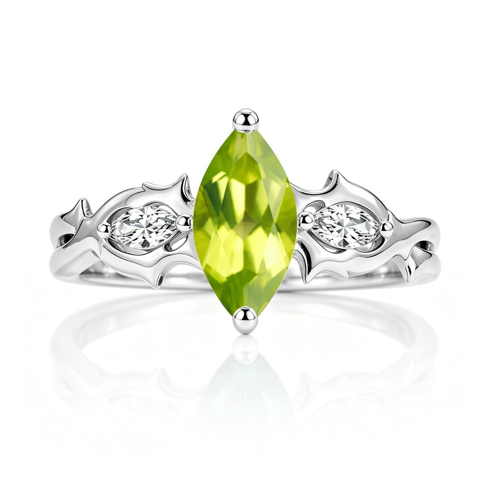 Marquise Cut Emerald Thorn Gothic Ring - LUO Jewelry #gemstone_Peridot