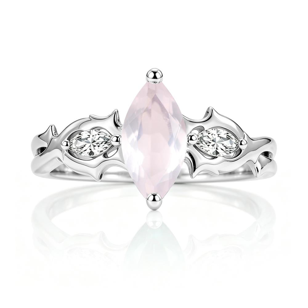 Marquise Cut Emerald Thorn Gothic Ring - LUO Jewelry #gemstone_Rose Quartz