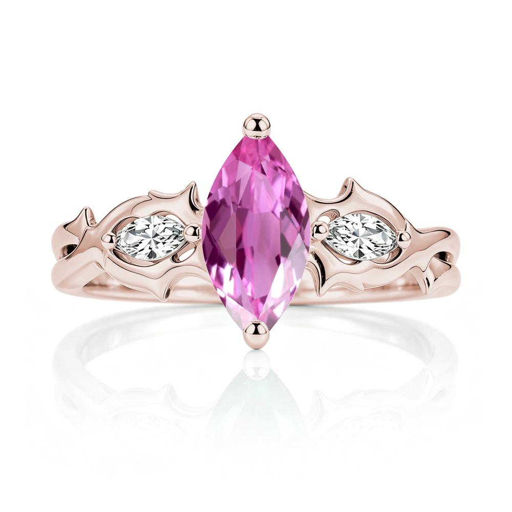 Marquise Cut Emerald Thorn Gothic Ring - LUO Jewelry #gemstone_Pink Sapphire