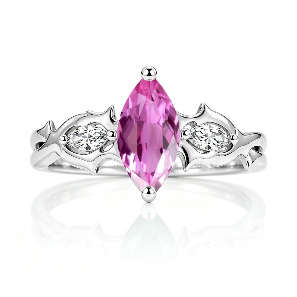 Marquise Cut Emerald Thorn Gothic Ring - LUO Jewelry #gemstone_Pink Sapphire