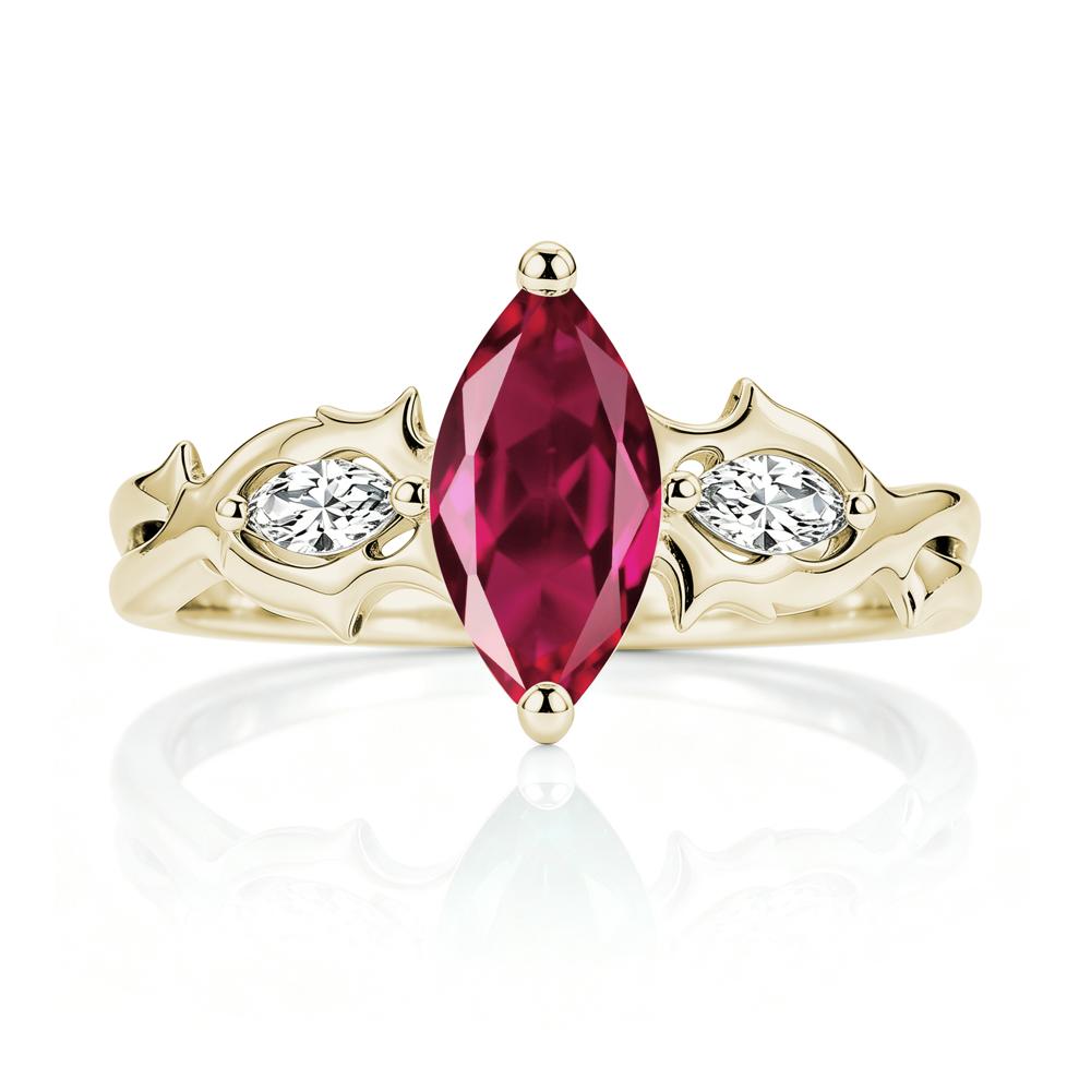 Marquise Cut Emerald Thorn Gothic Ring - LUO Jewelry #gemstone_Ruby