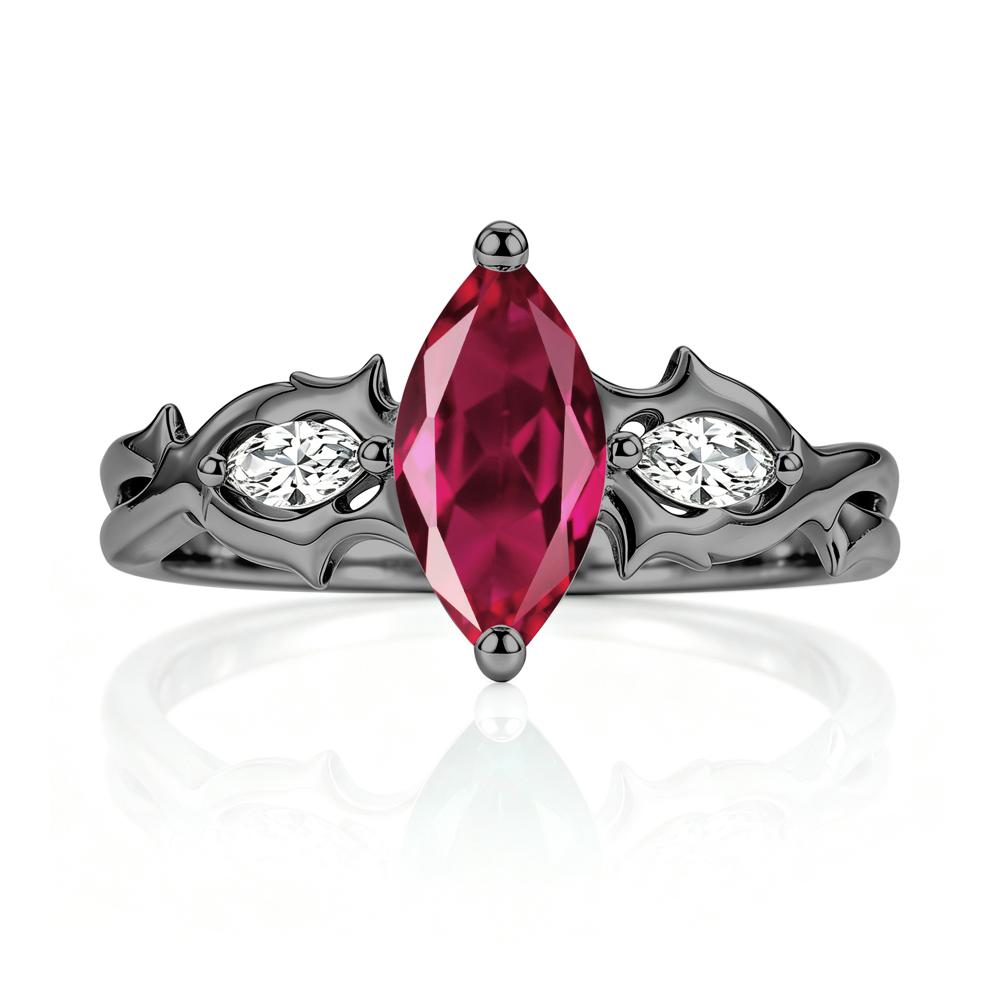 Marquise Cut Emerald Thorn Gothic Ring - LUO Jewelry #gemstone_Ruby